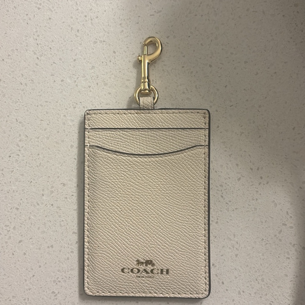 Coach Cream Card Holder with Gold Clip